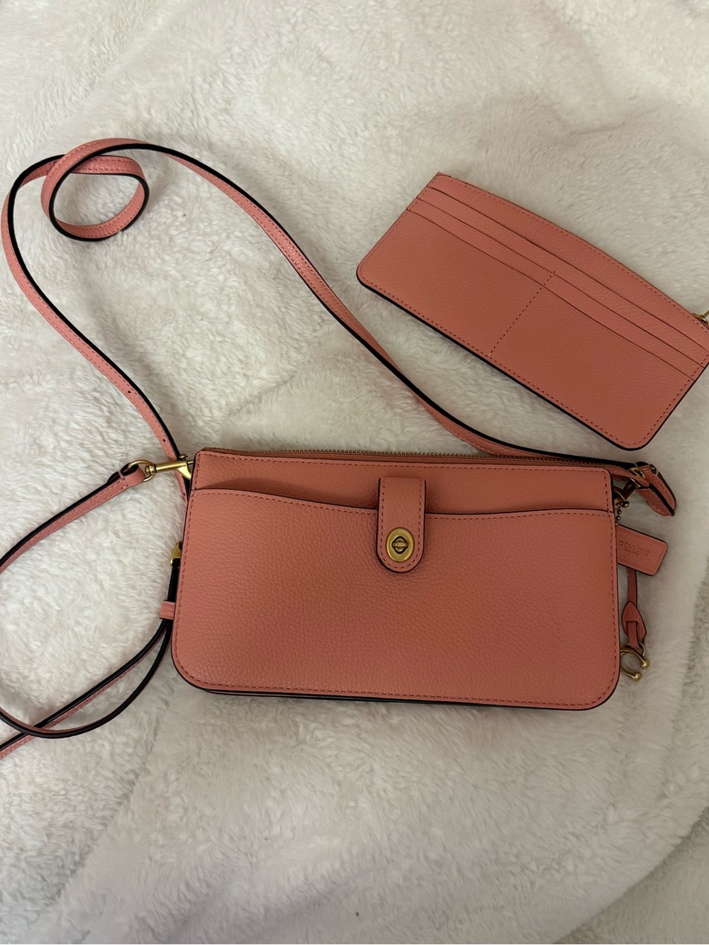 Coach Coral Pink Slim Crossbody with Card Case